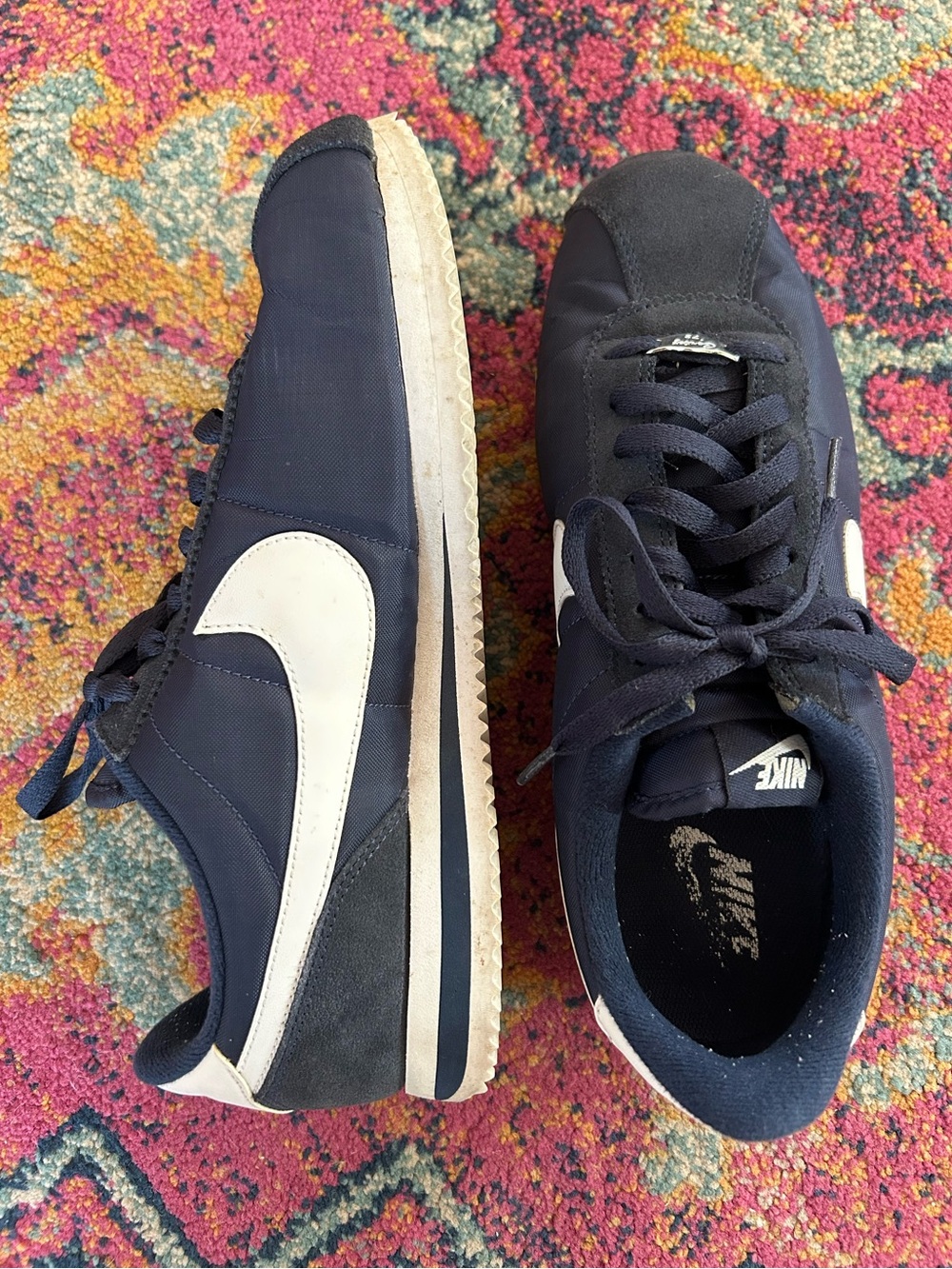 Nike | Women’s Navy Blue Canvas/Suede Lace Up Cortez Sneakers White Swoosh 8.5 - Picture 8 of 16